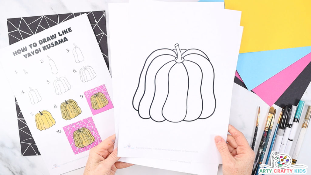 How to Draw Like Yayoi Kusama printable and pumpkin printable templates.