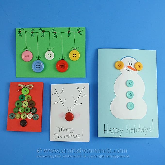 Homemade button Christmas card by Crafts by Amanda