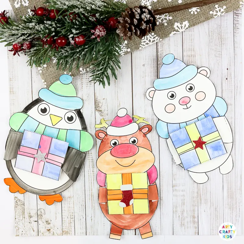 Printable Winter Animal DIY Christmas cards