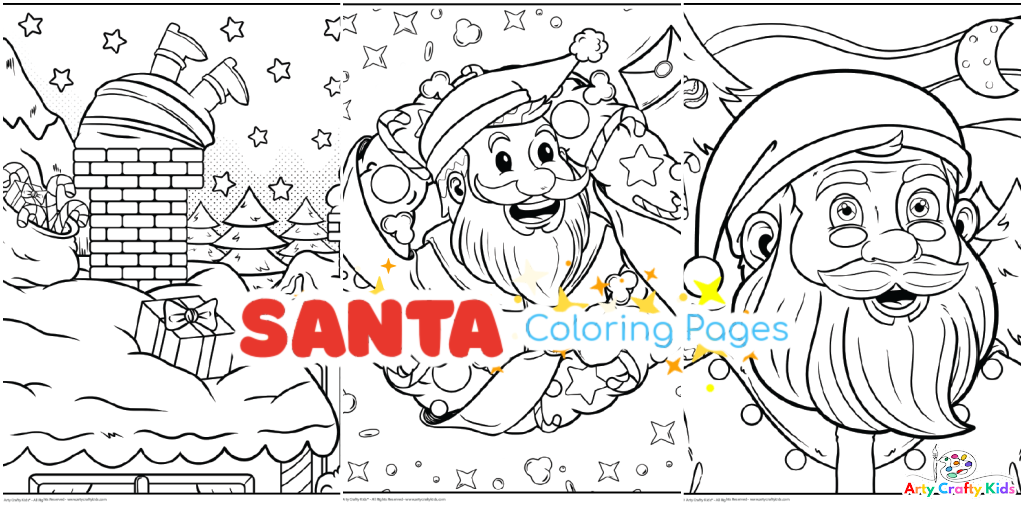 Santa Coloring Pages - Free Santa Coloring Book - Arty Crafty Kids