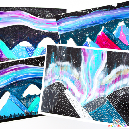 Explore the wonder of the Northern Lights this Winter with our How to Paint the Northern Lights tutorial - an easy art idea for kids of all ages! Complete with a printable step-by-step and templates.