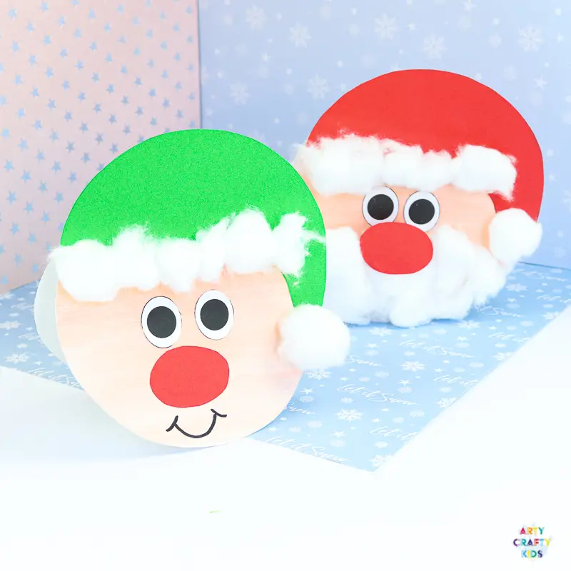 Santa and Elf Christmas Card for Kids to make. 