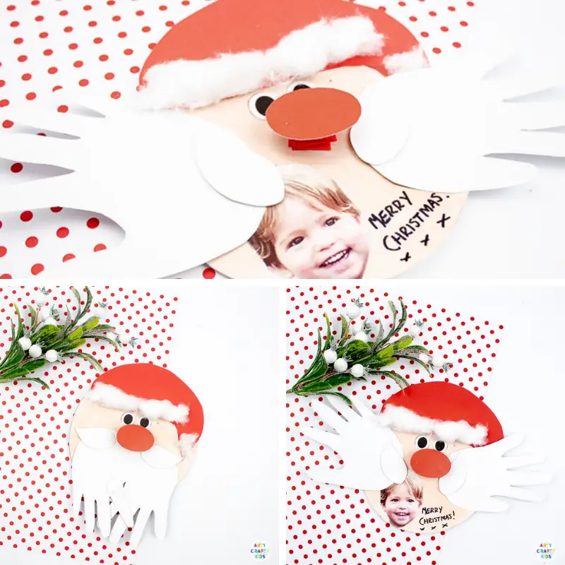 Santa Handprint & Photo Christmas Keepsake Card 