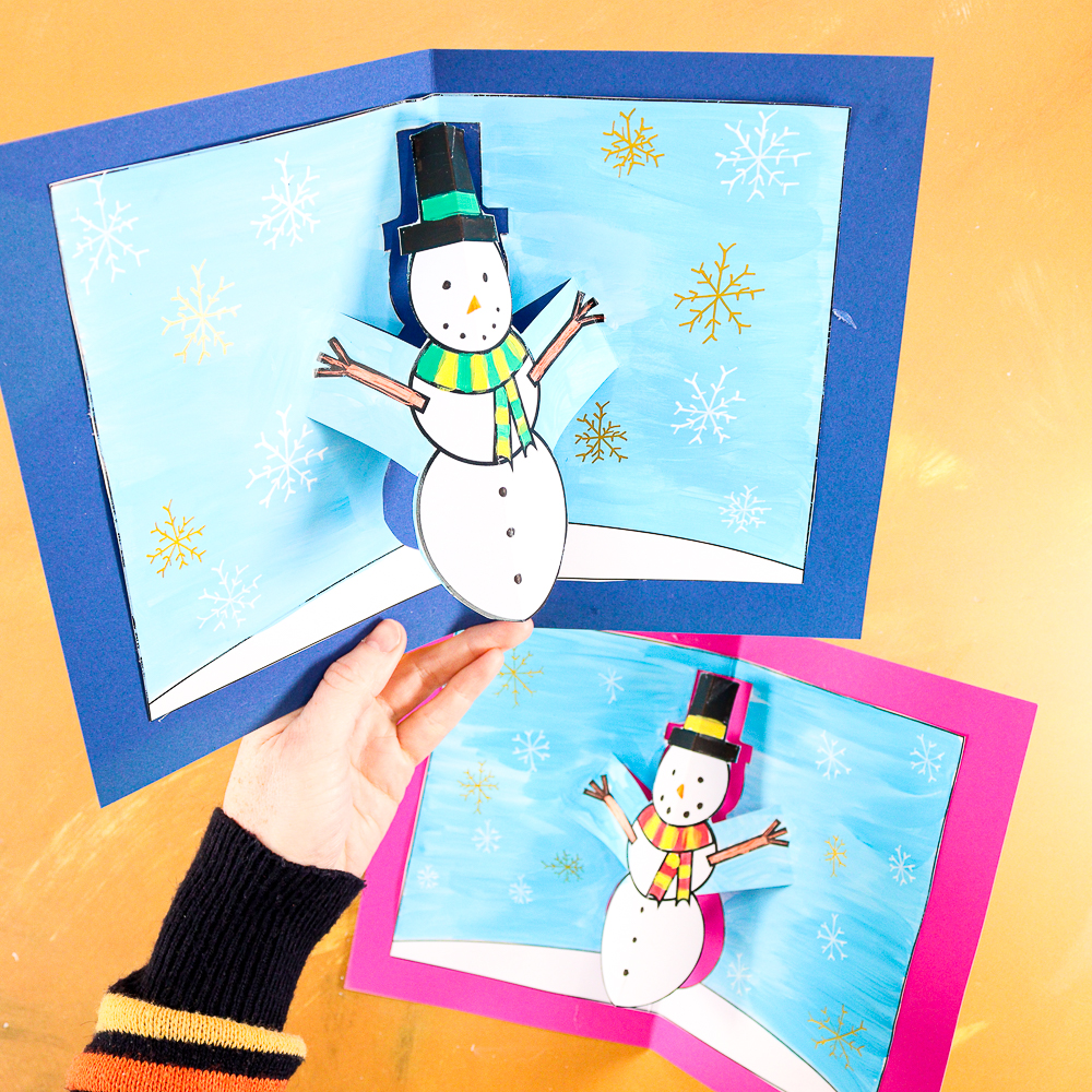 Pop-up Snowman Christmas Cards for Kids to Make