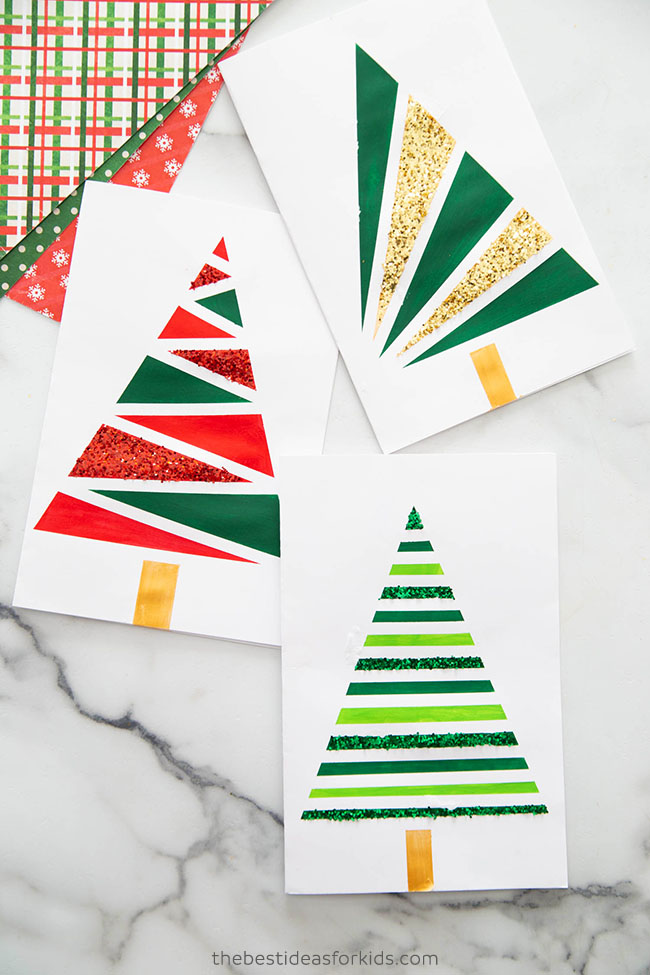 Tape Resist Christmas Tree Card by The Best Ideas for Kids