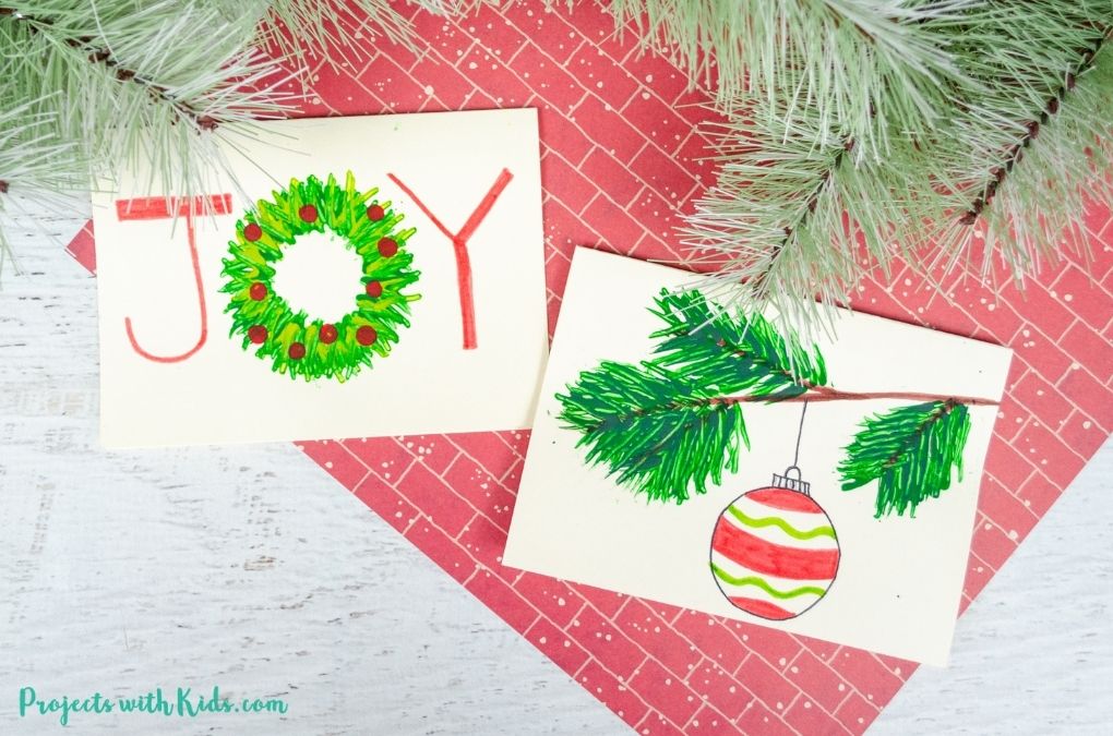 Fork Painted Christmas Card idea by Projects with Kids