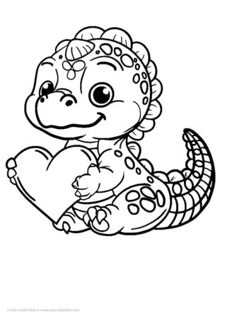 Cute baby dinosaur coloring page.