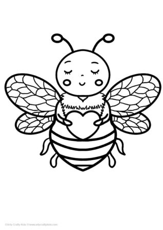 Bee with a Heart Printable Coloring Page.