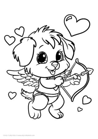 Free Puppy Cupid Coloring Page