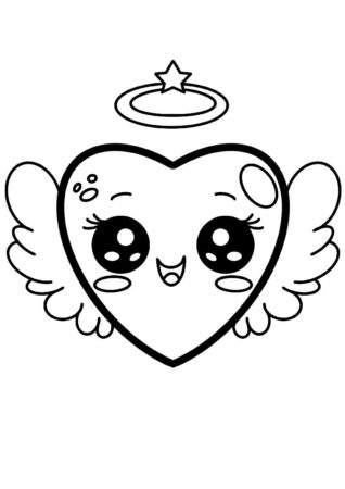 Free heart with wings coloring sheet