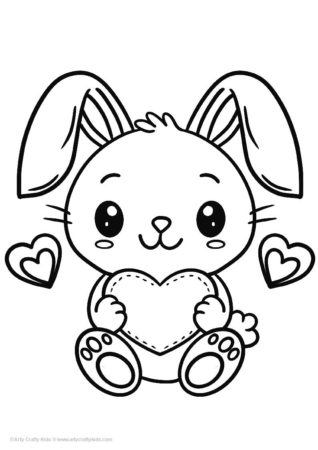 Adorable bunny holding a heart illustration.