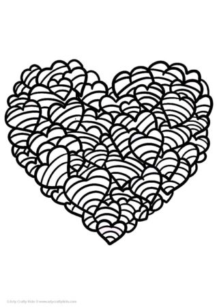 Optical illusion Heart coloring page.