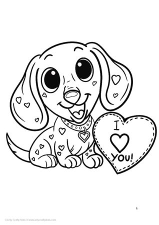 Cute Puppy with a Heart Picture to color