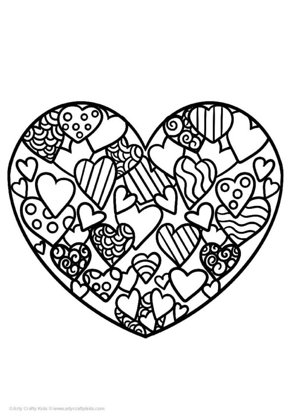 Printable Heart Coloring Pages for Kids - Arty Crafty Kids
