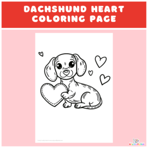Dachshund Holding a Heart Coloring Page