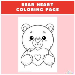 Cute Bear Holding a Heart Coloring Page