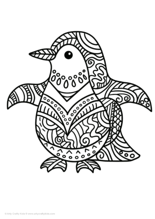 Doodle penguin coloring sheet