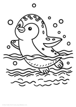 Easy penguin coloring page for kids.