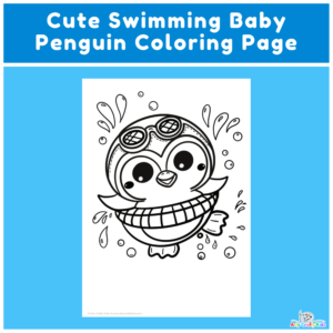 Cute Swimming Baby Penguin Coloring Sheet