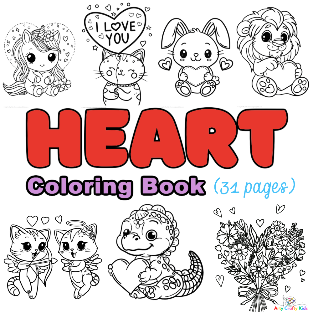 Printable PDF Heart Coloring Book - Included 31 Heart Coloring Sheets