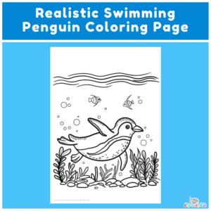 Realistic Swimming Penguin Coloring Page