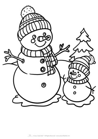 Free simple snowman coloring page f or preschoolers