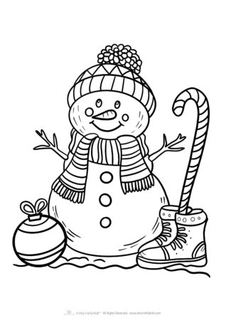 Free Simple Snowman Coloring Page for preschoolers