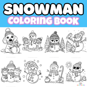 Snowman coloring book featuring 21 unique and wonderful snowman coloring pages for kids.