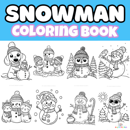 Snowman coloring book featuring 21 unique and wonderful snowman coloring pages for kids.