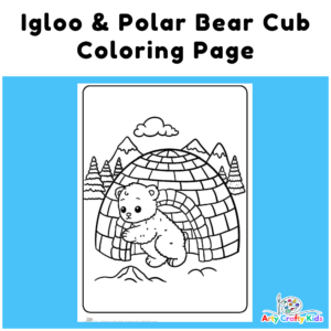 Free Polar Bear Building an Igloo Coloring Page
