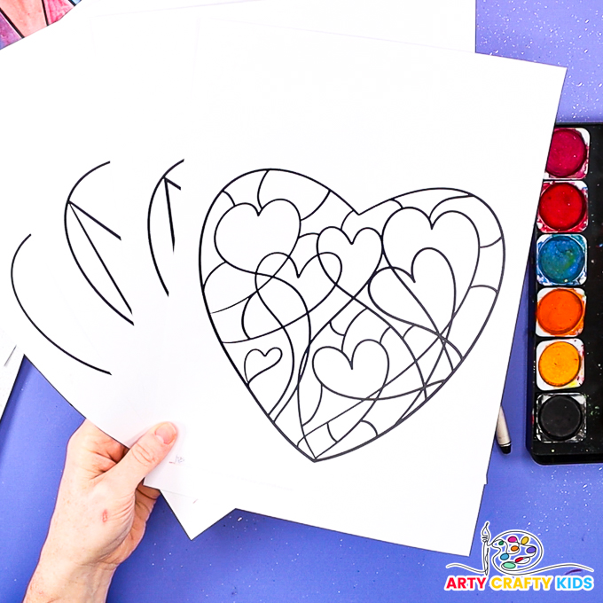 Image showcasing the geometric watercolor heart art templates.
