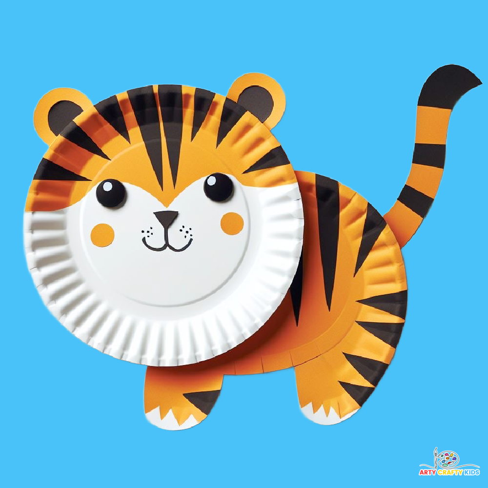 Paper Plate Tiger Craft for preschoolers and kids of all ages. Complete with a printable template.