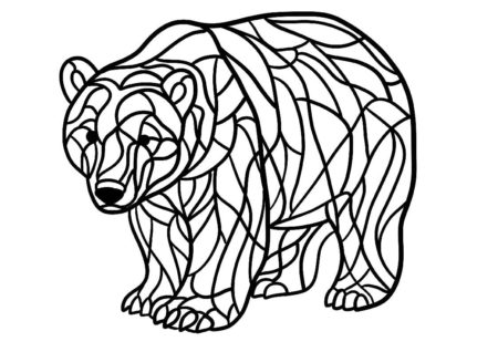 Abstract polar bear coloring page.