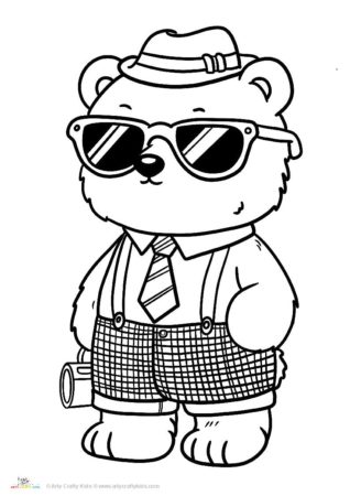 Polar bear wearing a suit coloring page