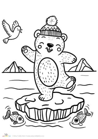 Dancing polar bear picture to color