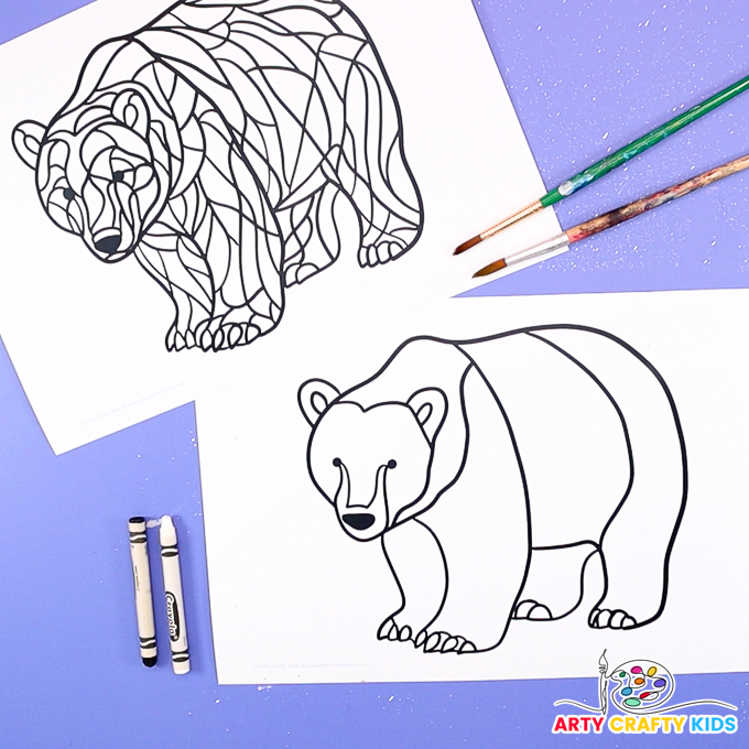 Image featuring the Polar Bear Watercolor Painting Templates