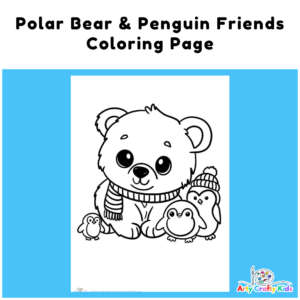 Free Polar Bear with Penguins Coloring Page