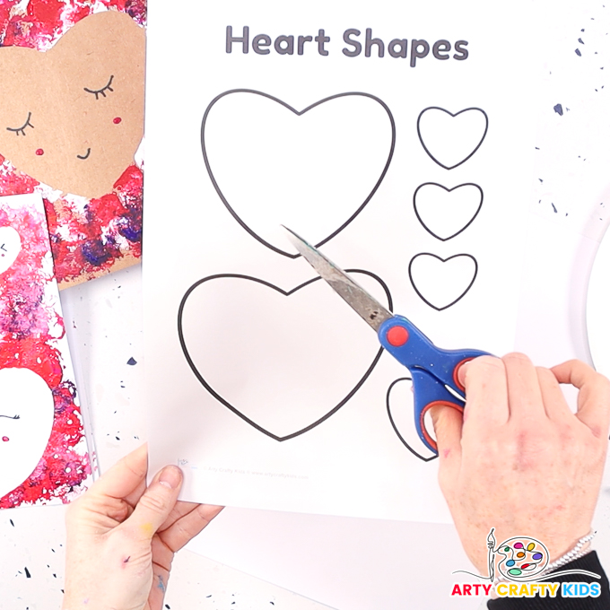 Heart shape templates for preschool valentine card.