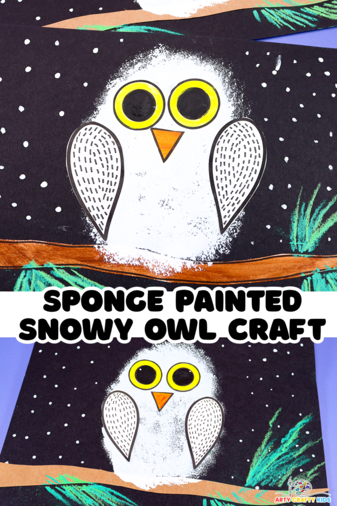 Winter Arte Projects for Kids - Sponge Painted Snowy Owl