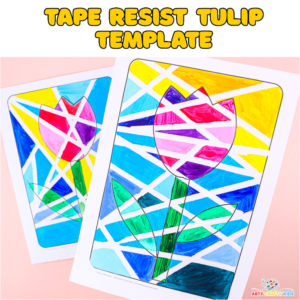 Tape Resist Tulip Painting Template