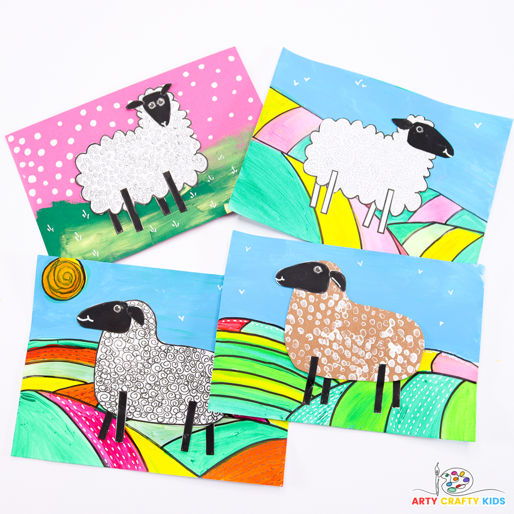 Easy Abstract Sheep Art for kids to make. Complete with printable sheep craft templates.