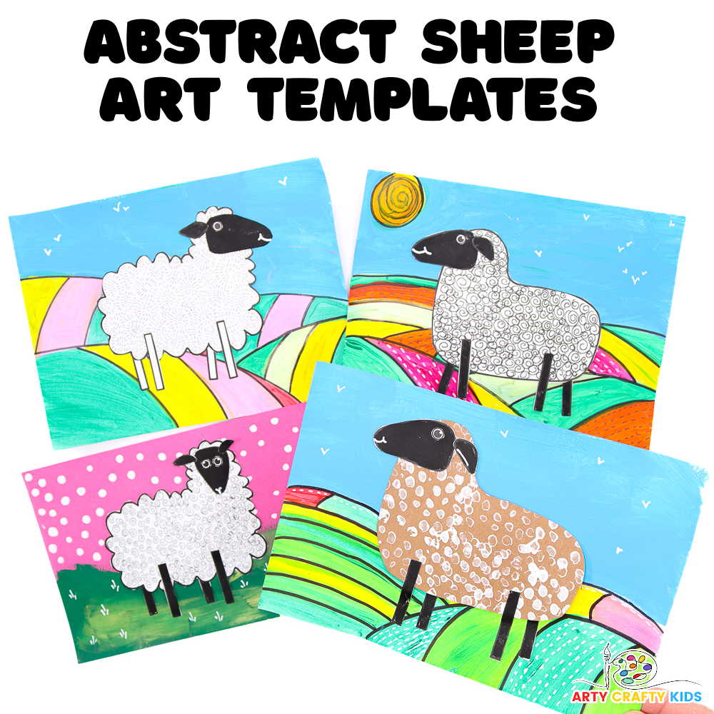 Abstract sheep art printable templates.