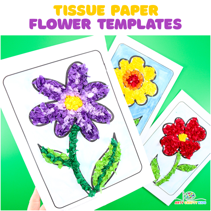 3 Flower Templates for Tissue Paper Flower Craft.