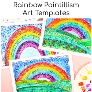 Rainbow Pointillism Art Templates