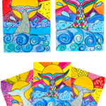 Learn how to draw and paint a mermaid’s tail with this fun, step-by-step summer art project for kids. Explore flow drawing, warm and cool color contrasts, and pop art-inspired outlines.