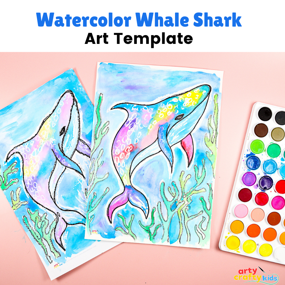 Whale Shark Watercolor Art Template