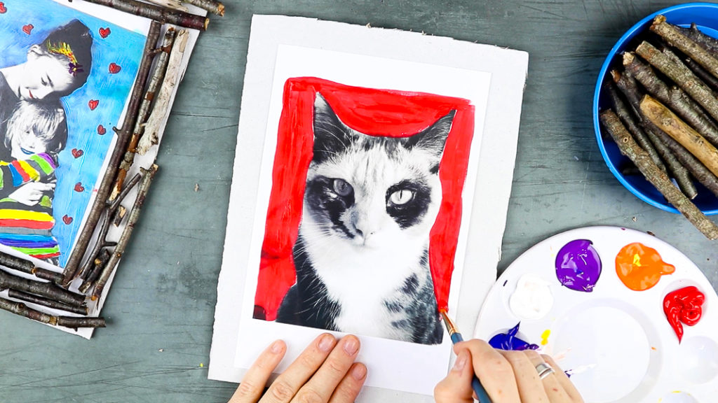 Image showing the surrounding space aound the cat painted red.