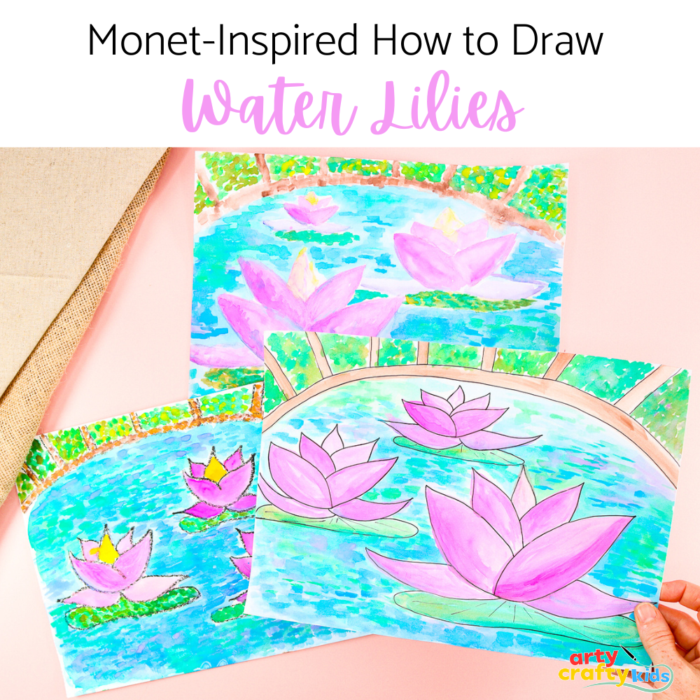 Monet-Inspired How to Draw Water Lilies Template