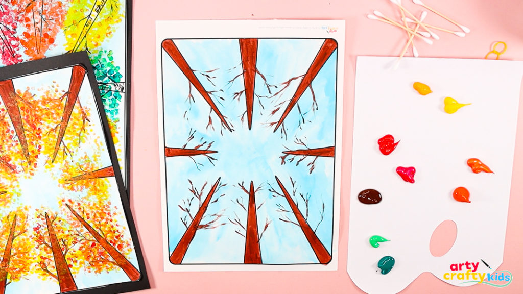 Image of completed bare trees, all with different shaped tree branches.