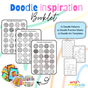 Free Doodle Pattern Art Booklet with 72 doodle ideas, practice sheets, and templates. A fun printable for kids to explore patterns and mindful drawing.